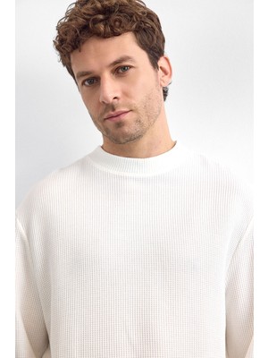 Back & Bond Ekru Oversize Bisiklet Yaka Sweatshirt