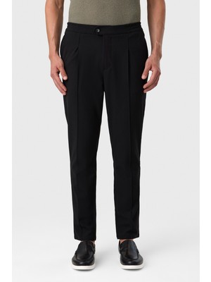 Back And Bond Pileli Nervürlü Siyah Jogger Pantolon
