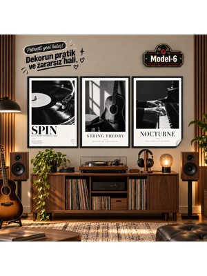 Akıllı Kağıt Statik Tutunma Özellikli Tablo - Poster Müzik (Model- 6)