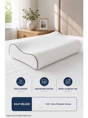 Formeya Çift Taraflı Yüksek Boyun Destekli Yastık Visco Yastık - 60x40x14-12cm 1450 Gram