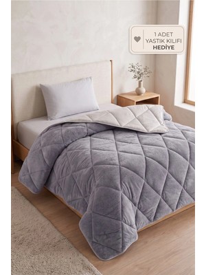 Formeya Tek Kişilik Lüx Gri Wellsoft Yorgan Çift Taraflı 155x215 cm (Yastık Kılıfı Hediyeli)