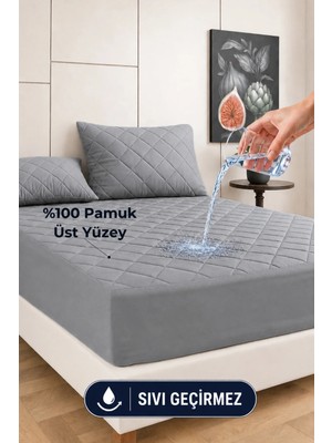 Formeya Gri %100 Pamuk Kapitone Su Geçirmez Fitted Yatak Koruyucu 70 x 140 cm Bebek İçin