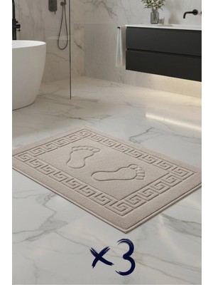 Formeya 3'lü Ayak İzli Bukle Ayak Havlusu Seti 250 gram - Paspas Banyo Seti (3 adet)