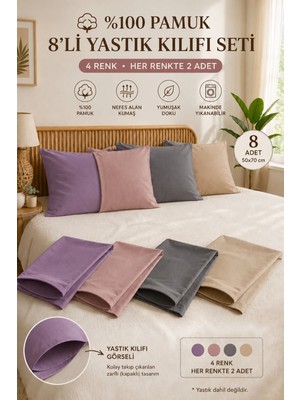 Formeya Ranforce %100 Pamuk 50*70 Kapaklı Yastık Kılıfı 8 Adet