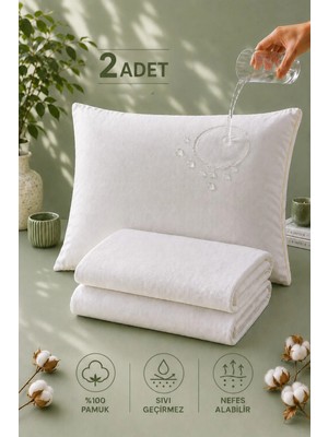 Formeya 2'Li %100 Pamuk Su Sıvı Geçirmez Yastık Alezi Yastık Koruyucu Yastık Kılıfı 50x70 cm