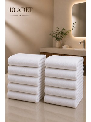 Formeya 10 Adet Otel Havlusu Beyaz 50x85 cm 200 gram Bukle - Armür El Yüz Havlusu