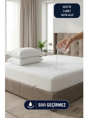 Formeya Set Beyaz Mikro Fitted Sıvı Geçirmez Alez ve 2 Adet Yastık Alezi (11 Ebat)