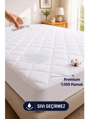Formeya Kapitone Fitted Full Kenar Su Sıvı Geçirmez %100 Pamuk Yatak Koruyucu Alez Tek Çift Battal (16 Ebat)