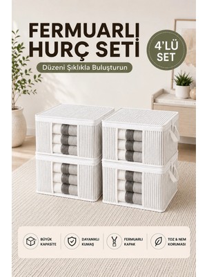 Formeya 4 Adet Lüks Pencereli Çok Amaçlı Dolap Düzenleyici Hurç Çorap Hurcu 34   x   22   x   22 cm