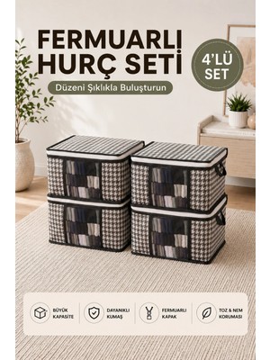 Formeya 4 Adet Lüks Pencereli Çok Amaçlı Dolap Düzenleyici Hurç Çorap Hurcu 34   x   22   x   22 cm