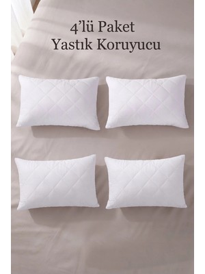Formeya 4 Adet Mikrofiber Kapitone Yastık Koruyucu Kılıfı-Fermuarlı Yastık Alezi Kılıf Seti 50x70 cm Düz Desenli Fermuarlı