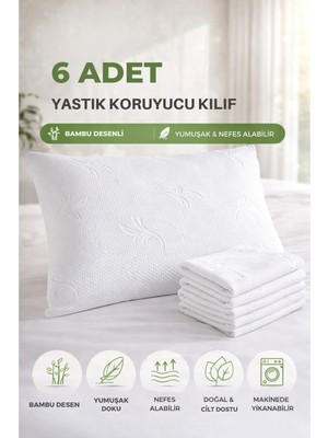 Formeya Formeya Fermuarlı 6 Adet Beyaz Yastık Koruyucu Alez
