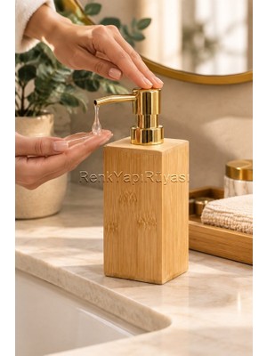 Renk Yapı Rüyası Dekoratif Bambu Sıvı Sabunluk Banyo Mutfak ve Tezgah Üstü Aksesuar Sıvı Sabunluk Bambu Sabunluk Ölçüler 7*7*12 H