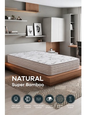 Mobyat Full Ortopedik Natural Süper Bambu Yaylı Yatak (90x190)