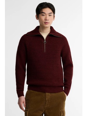 Barbour Riggbay Knitted Yarım Fermuarlı Kazak BR53 Chestnut