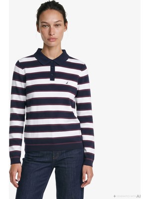 Nautica Kadın Lacivert Polo Yaka Sweatshirt 67K753T.4NS
