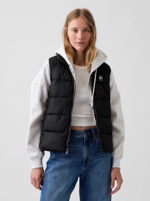 Gap Kadın Siyah Relaxed Puffer Şişme Yelek