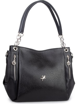 Nas Bag Kadın Büyük Boy Omuz Çantası ( 45X34X21 Cm) Siyah Victoria