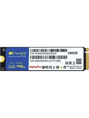 TwinMos 256 GB Twınmos M.2 Pcıe Nvme 3600/3250 NVME256GB2280AP