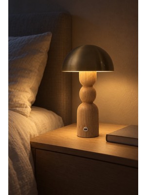 Acar Woody Ahşap Gövdeli Dokunmatik Masa Lambası Krem - 27 cm