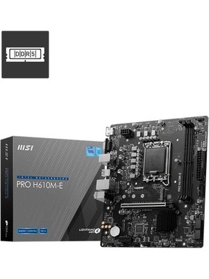 MSI Msı Pro H610M-E Ddr5 5600MHZ 1xvga 1xhdmı 1xm.2 USB 3.2 Matx 1700P (12. / 13. ve 14. Nesil Işlemci Uyumlu)