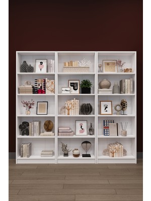 Asra Trend Lüks 15 Raflı Ev Ofis Kitaplık %100 Mdf Modern Dekoratif Kütüphane Kitaplık K004