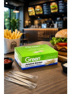 Green Jelatin Sargılı Kürdan 500'LÜ – Hijyenik Tek Kullanımlık Paketli Kürdan