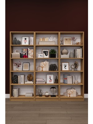 Asra Trend Lüks 15 Raflı Ev Ofis Kitaplık %100 Mdf Modern Dekoratif Kütüphane Kitaplık K004