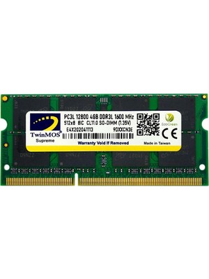 TwinMos 4 GB Ddr3 1600MHZ Twınmos 1.35 CL11 Nb MDD3L4GB1600N
