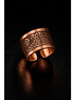 İyyakee Iyyakee Erkek Kadın Bakır Yüzük Viking Hayat Ağacı Model Desenli Bakır Yüzük