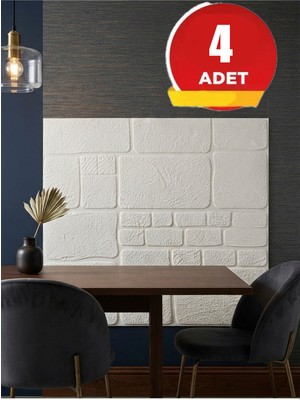 BienHome 70X70 cm 0,50M² Beyaz 3D Dekoratif Kendinden Yapışkanlı Alaçatı Taş Ev Tuğla Kesme Tuğla Estetik Duvar Paneli Köpük -3108