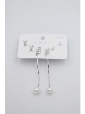 Pileli Store Çoklu Set Küpe - Gümüş