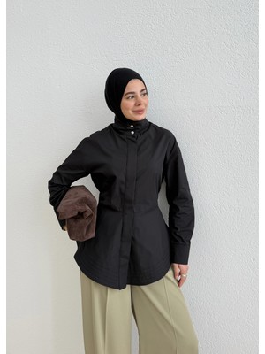 Moda Aksa 37750 Keym Dik Yaka Gömlek Siyah