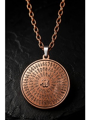İyyakee Iyyakee Esmaül Hüsna Allah Lafızlı Bakır Kolye 99 Esma Işlemeli Kadın Erkek Manevi Kolye