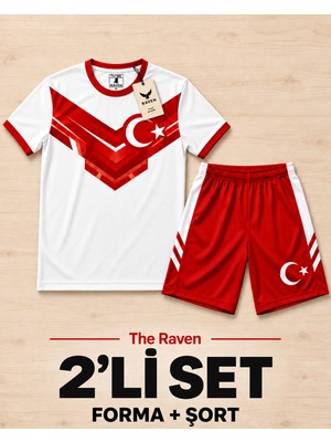 The Raven Türkiye Temalı Premium Çocuk Futbol Forması 2'li Set Forma Şort