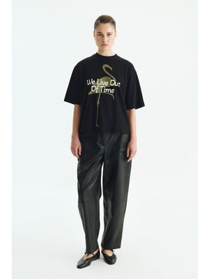 ROMAN Baskı Detaylı Kısa Kol T-Shirt Siyah KK023824_001