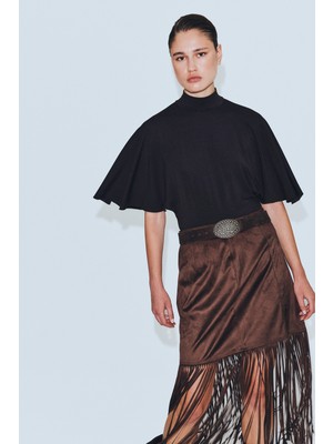 ROMAN Yarım Kol Balıkçı Yaka Body Suit Siyah KK023002_001