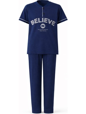Remsa Genç Erkek Çocuk Pamuk Penye Pijama Takımı 4251 Lacivert