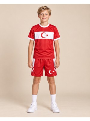 The Raven Türkiye Temalı Premium Çocuk Futbol Forması 3'lü Set Forma Şort Çorap