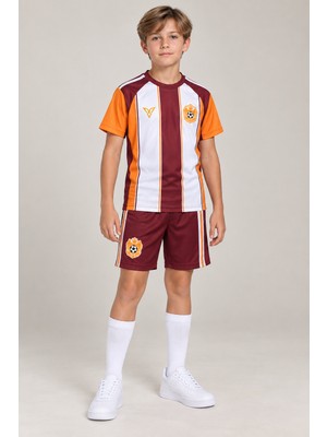 The Raven Yeni Sezon Özel Tasarım Bordo Çocuk Futbol Forması Forması 4'lü Set Forma Şort Çorap Bileklik