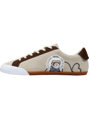 Dogo Kadın Vegan Deri Krem Sneakers - Dooking Around Tasarım