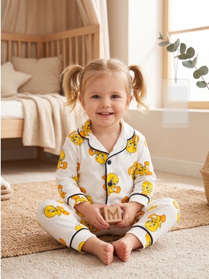 Deniva Tweety Desenli Unisex Bebek Pijama Takımı