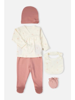 Bebetto Organik Interlok Zıbın Set 5li (Organıc Welcome Baby) Gül Kurusu