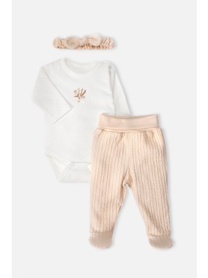 Bebetto Interlok Body Set 3lü (Bouquet) Bej
