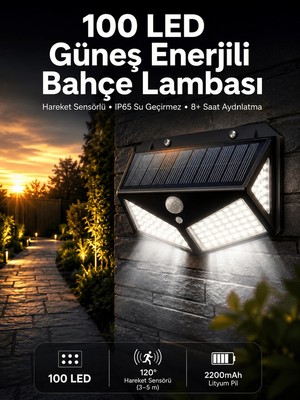 Diyar-ı Fırsat Solar Sensörlü Duvar Lambası Bahçe Lambası Parlak Beyaz Işık Suya Dayanıklı