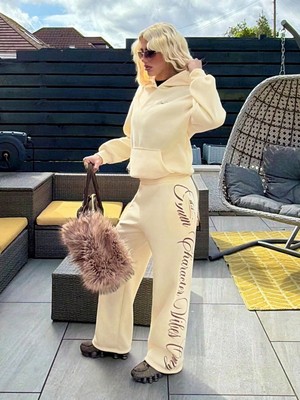 Macklin Unisex Kadın Erkek Bias Weeckers Baskılı Oversize 3 Iplik Kapüşonlu Sweatshirt ve Baggy Eşofman Altı