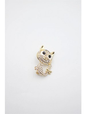 Pileli Store Kedi Broş - Altın