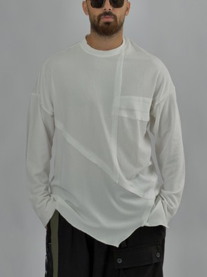 Cocopelli Asimetrik Dikişli Beyaz Erkek Sweatshirt COC3456