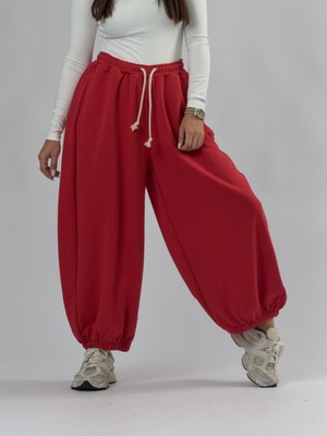 Cocopelli Kırmızı Oversize Kadın Baggy Pantolon COC3428