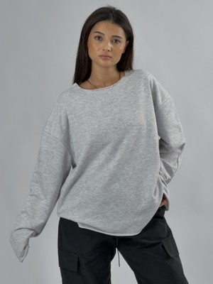 Cocopelli Oversize Gri Kadın Sweatshirt COC3434
